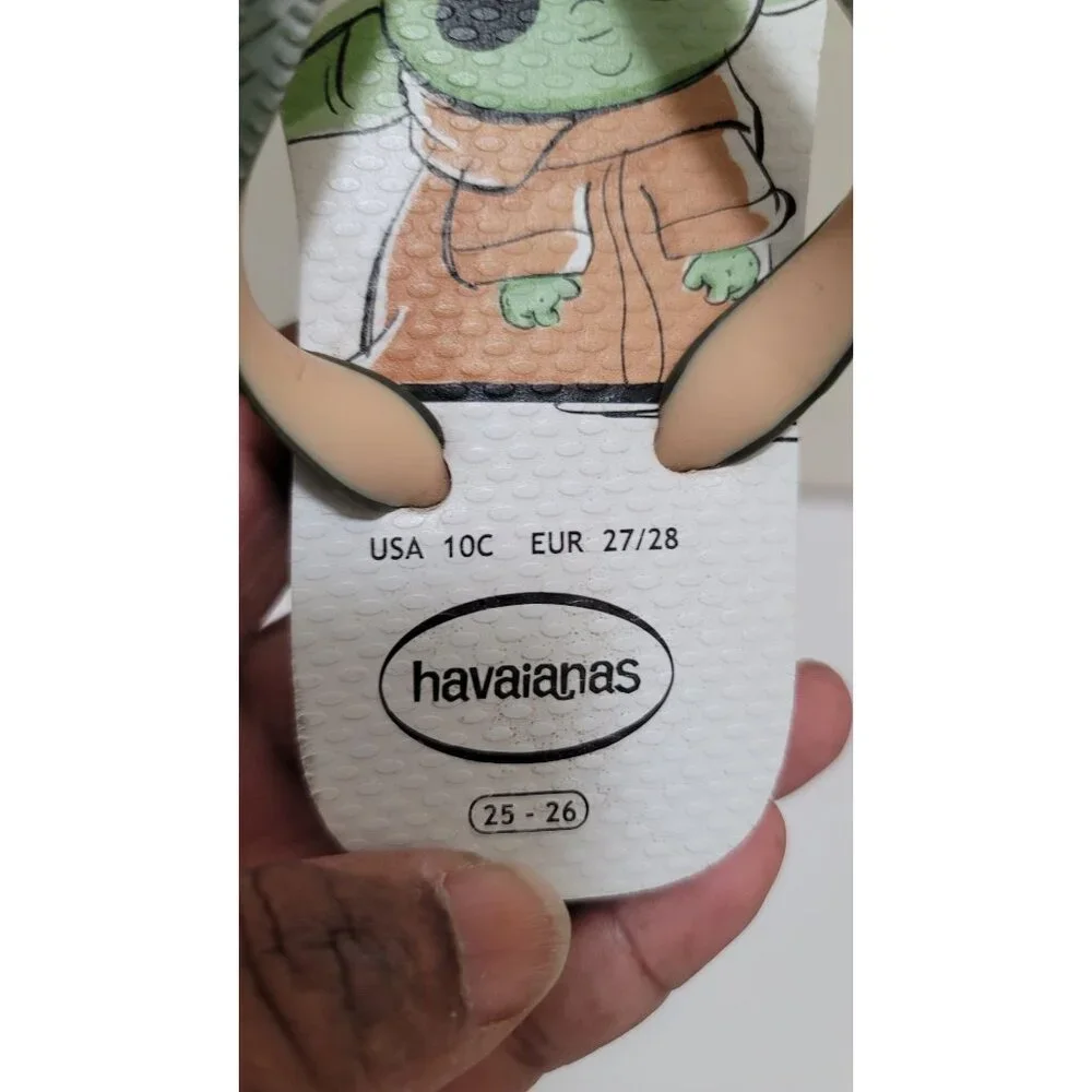 Star‎ Wars Baby Yoda Havaianas Kids Flip Flops Size 10C Green/Beige